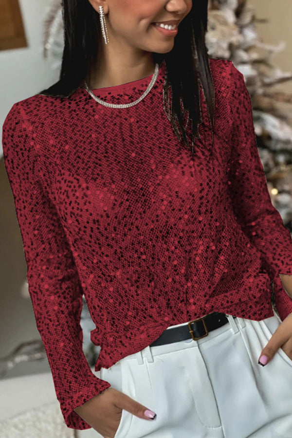 Sonia Pailletten Lange Mouw Blouse