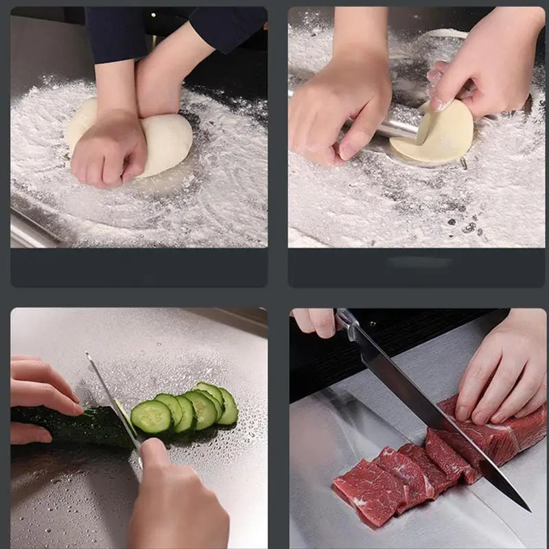SliceGrip – Roestvrijstalen Snijplank met Antislip en Opstaande Rand