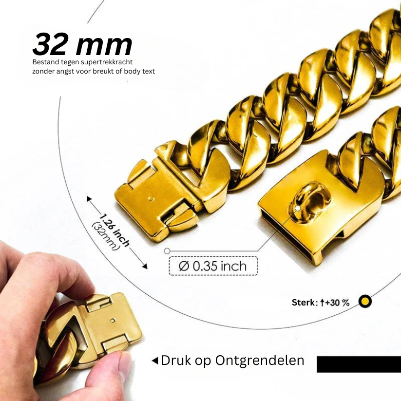 KrachtHals Metalen Hondenketting – Stevige Roestvrijstalen Halsband voor Grote Honden