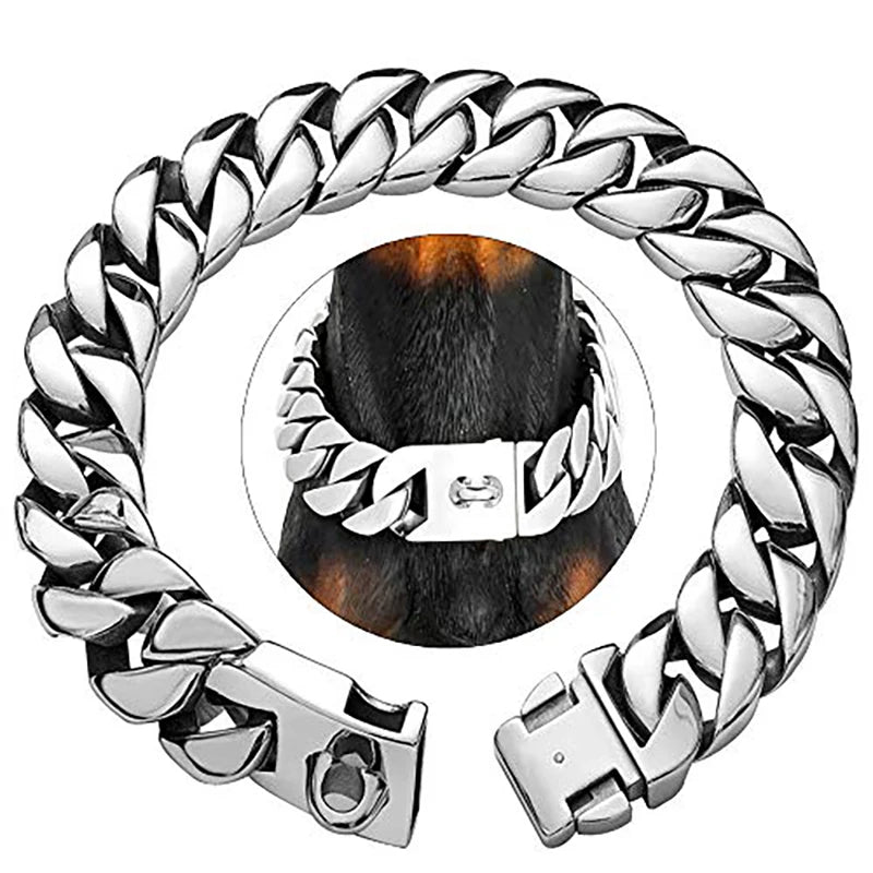 KrachtHals Metalen Hondenketting – Stevige Roestvrijstalen Halsband voor Grote Honden