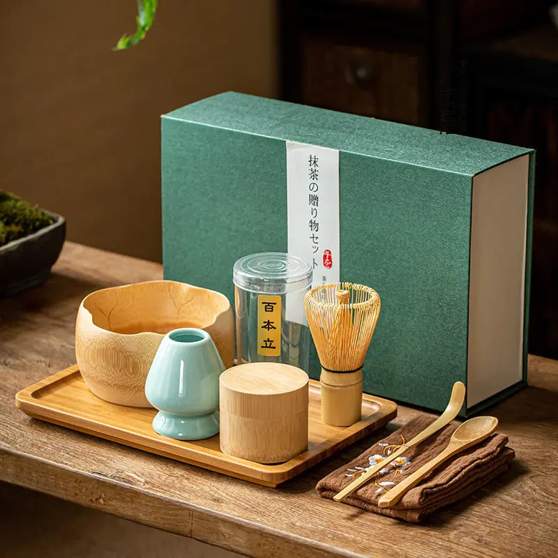 Zenmatcha Theeceremonie Set – Complete Matcha Cadeauset met Bamboe Garde en Kom