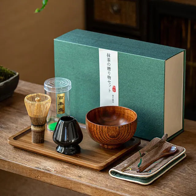Zenmatcha Theeceremonie Set – Complete Matcha Cadeauset met Bamboe Garde en Kom