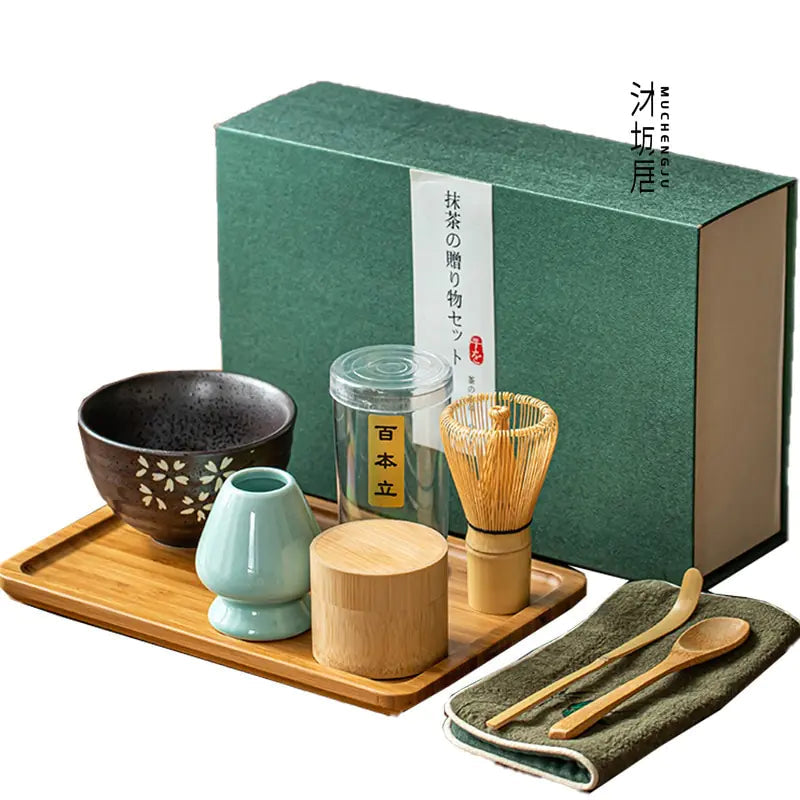 Zenmatcha Theeceremonie Set – Complete Matcha Cadeauset met Bamboe Garde en Kom