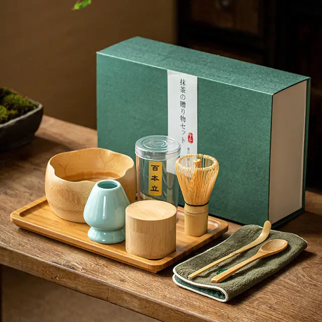 Zenmatcha Theeceremonie Set – Complete Matcha Cadeauset met Bamboe Garde en Kom