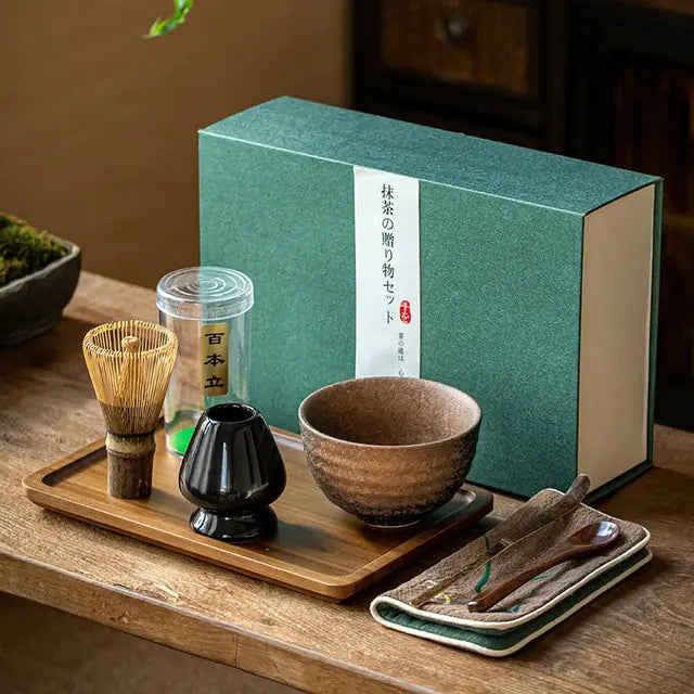 Zenmatcha Theeceremonie Set – Complete Matcha Cadeauset met Bamboe Garde en Kom