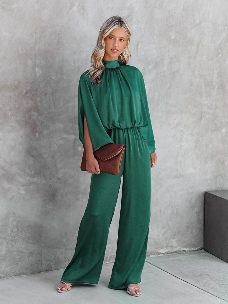 Trendy Groene Bruna Jumpsuit | Stijlvolle Capemouwen voor Elke Speciale Gelegenheid