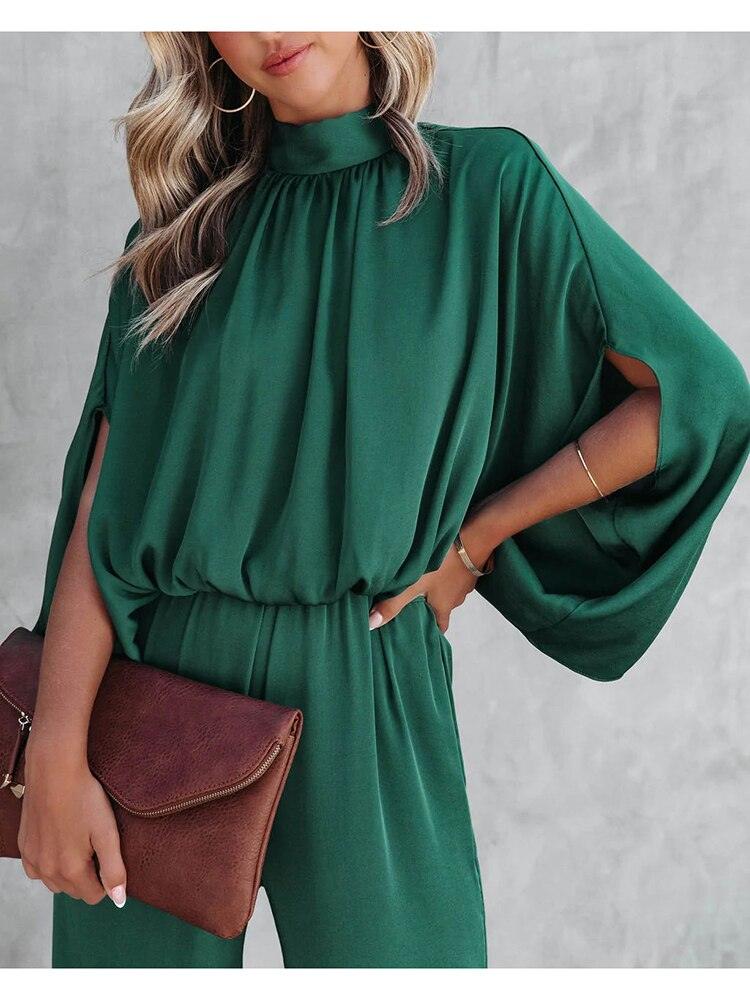 Trendy Groene Bruna Jumpsuit | Stijlvolle Capemouwen voor Elke Speciale Gelegenheid