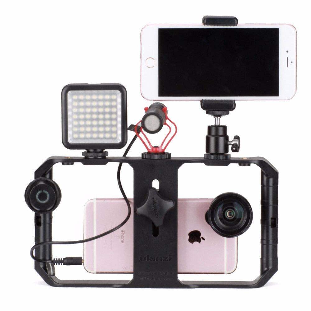 VideoGrip Smartphone Stabilizer – Professionele Filmcage met Cold Shoe Mounts