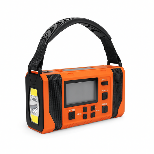 Ultra Noodradio – Draagbare Noodradio met 10.000 mAh, Zaklamp, Leeslamp en Zonnepaneel