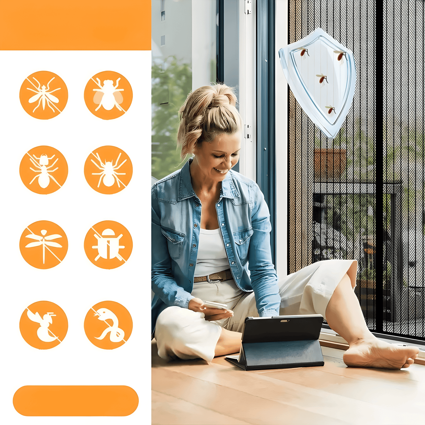 Self-Closing Magnetic Door Mosquito Net with Pet-Friendly Opening