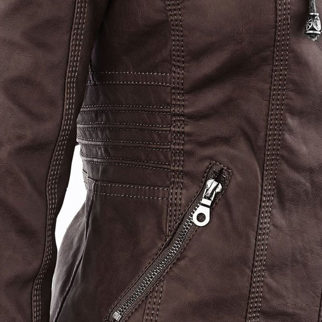 Trendy Dames Leren Jas Alesund – Zwarte PU Jas met Capuchon en Rits