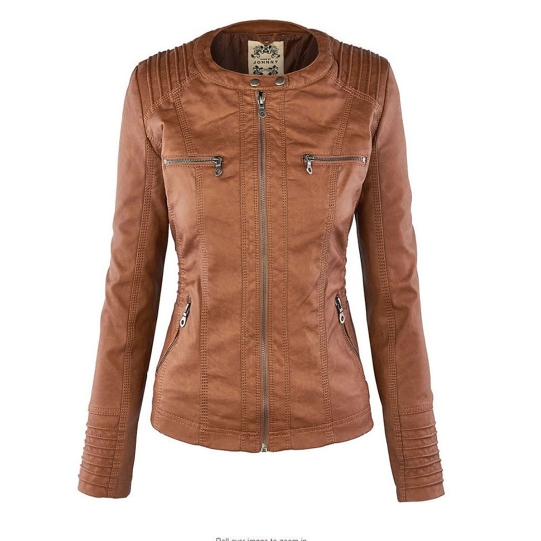 Trendy Dames Leren Jas Alesund – Zwarte PU Jas met Capuchon en Rits