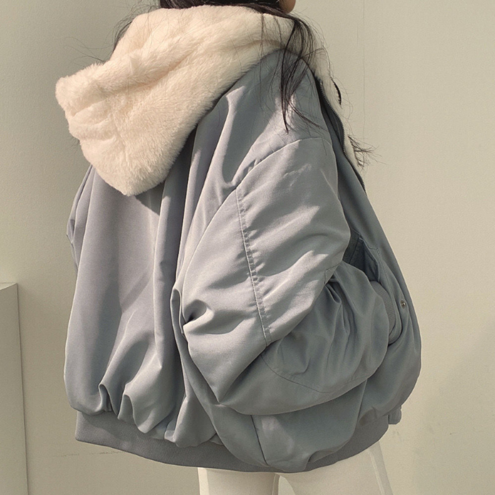 Omkeerbare Fleece Damesjas – Warme Lichte Winterjas met Capuchon