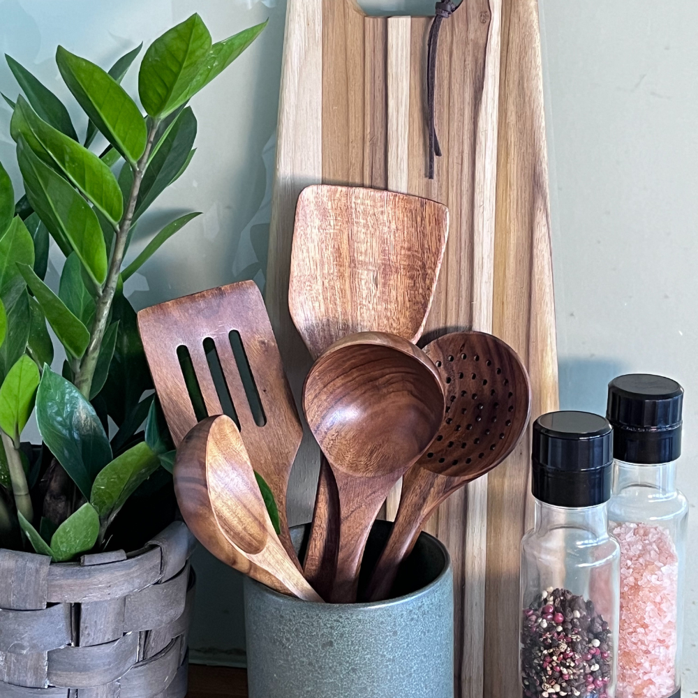 WalnutCraft – Keukengerei-set van walnotenhout (5 delen)