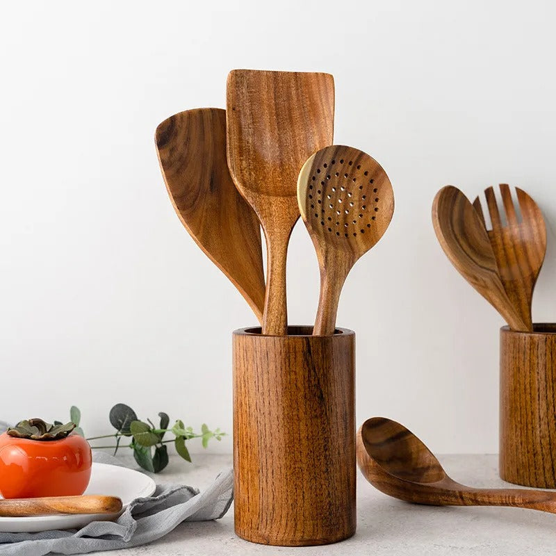 WalnutCraft – Keukengerei-set van walnotenhout (5 delen)