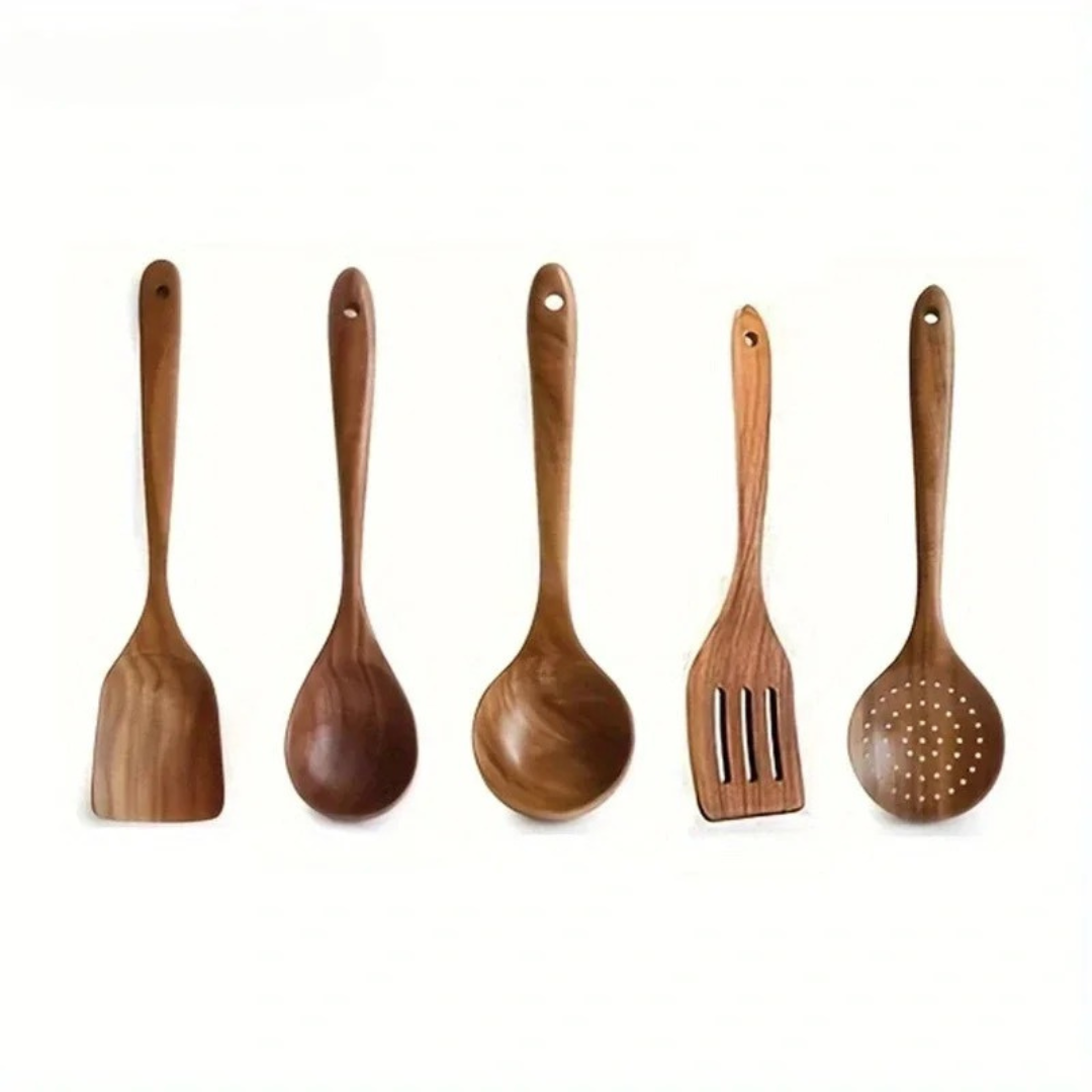 WalnutCraft – Keukengerei-set van walnotenhout (5 delen)