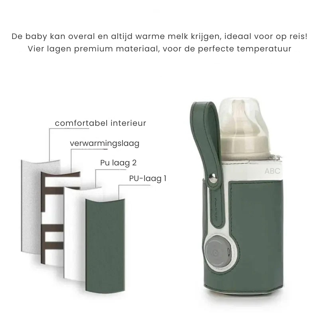 WarmNest Pro Draagbare Flesverwarmer – USB Oplaadbaar & Veilig voor Babyvoeding