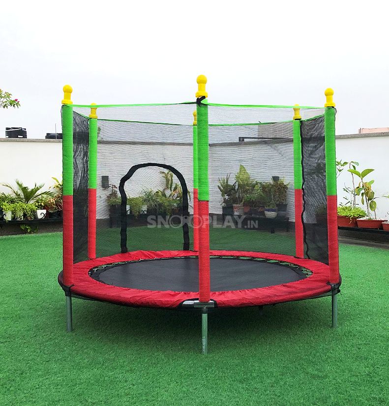 SpringVrolk Kindertrampoline – Met Veiligheidsnet & Beschermrand (Tot 100 kg)