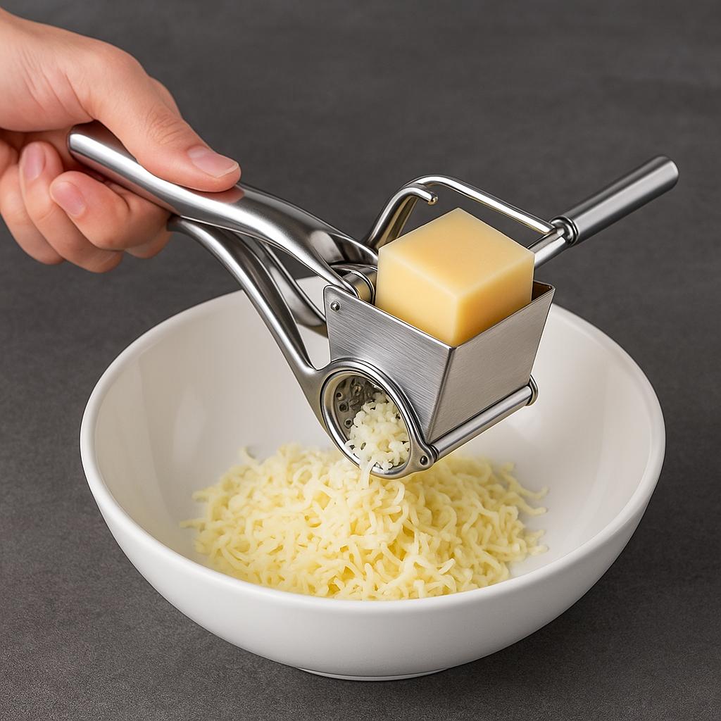 Draaibare Roestvrij Stalen Kaasrasp - Handmatig Raspapparaat voor Keuken en Tafel