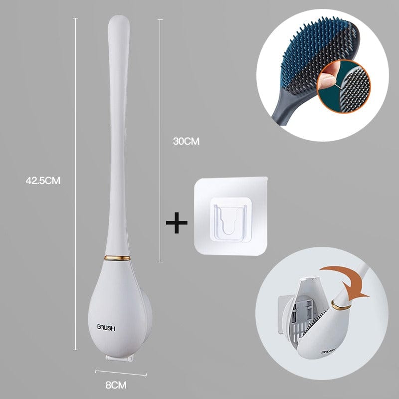 Hygiënische Siliconen Toiletborstel met Wandhouder en Sneldrogend Design