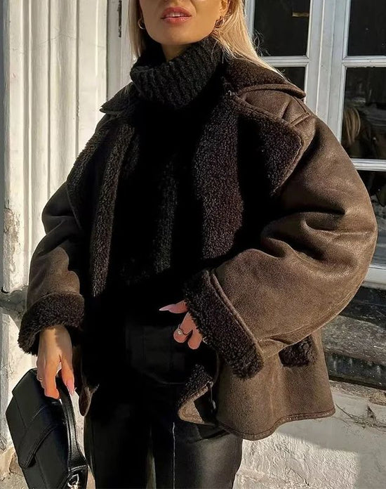 Winter leren jack | teddy voering | oversized model | fleece leren jack | leren damesjack