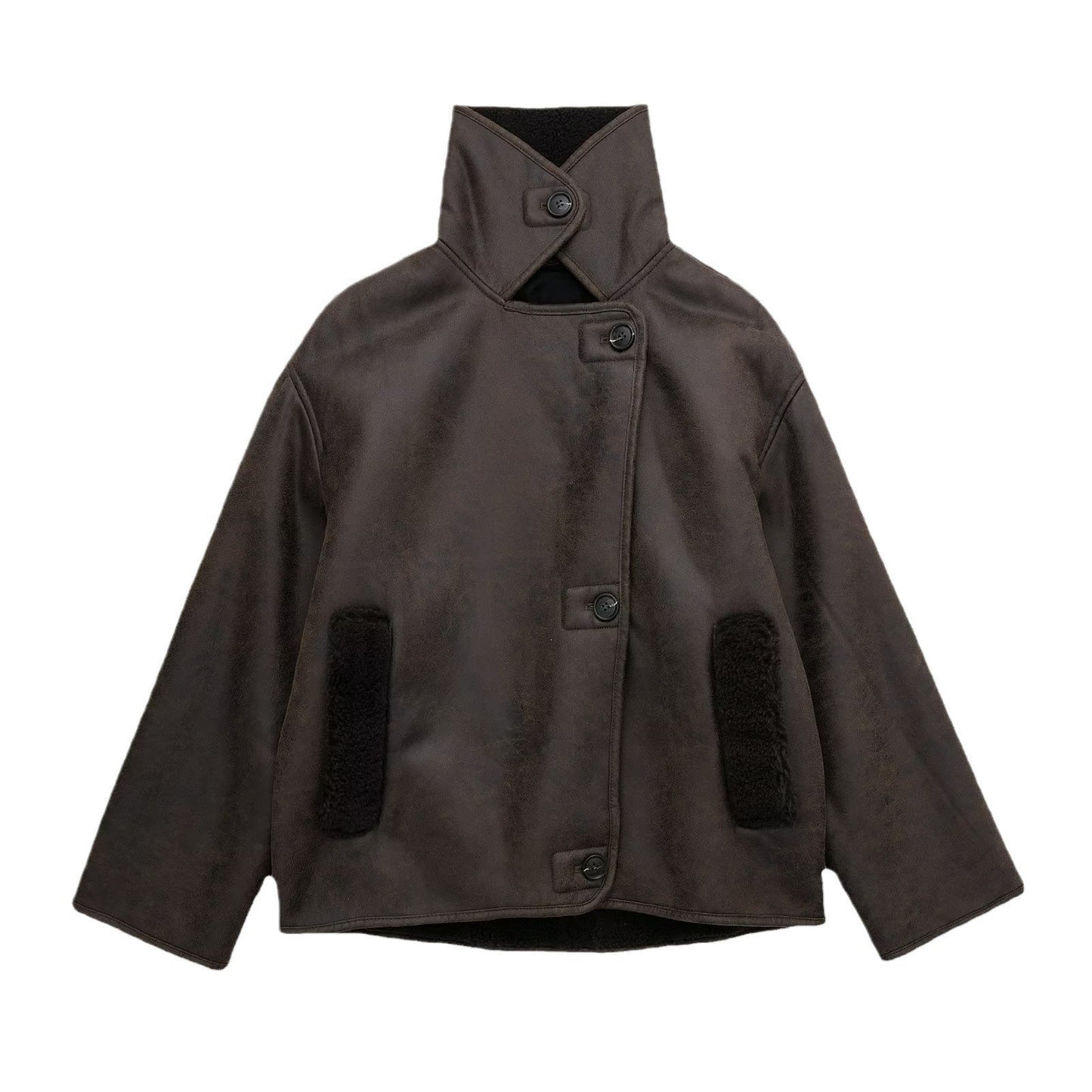 Winter leren jack | teddy voering | oversized model | fleece leren jack | leren damesjack