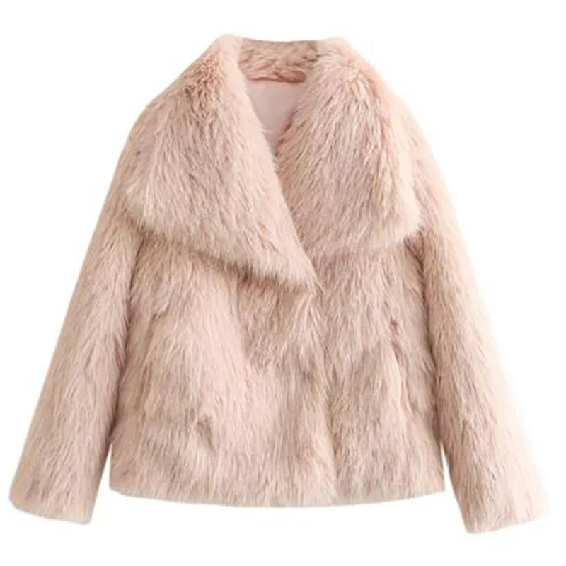 Fluffy Chic Dames Jas – Korte Faux Bontjas voor Herfst en Winter