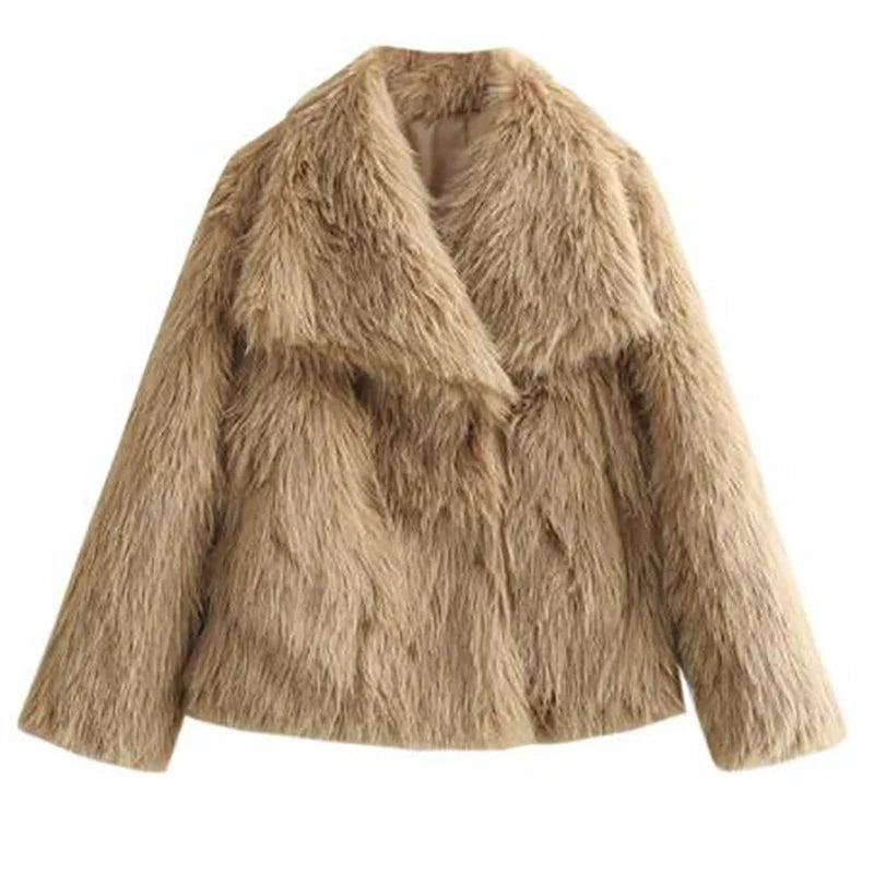 Fluffy Chic Dames Jas – Korte Faux Bontjas voor Herfst en Winter