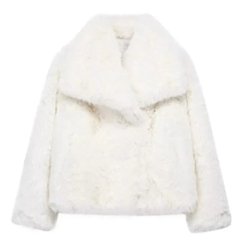 Fluffy Chic Dames Jas – Korte Faux Bontjas voor Herfst en Winter