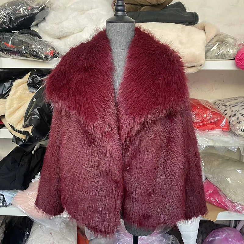 Fluffy Chic Dames Jas – Korte Faux Bontjas voor Herfst en Winter