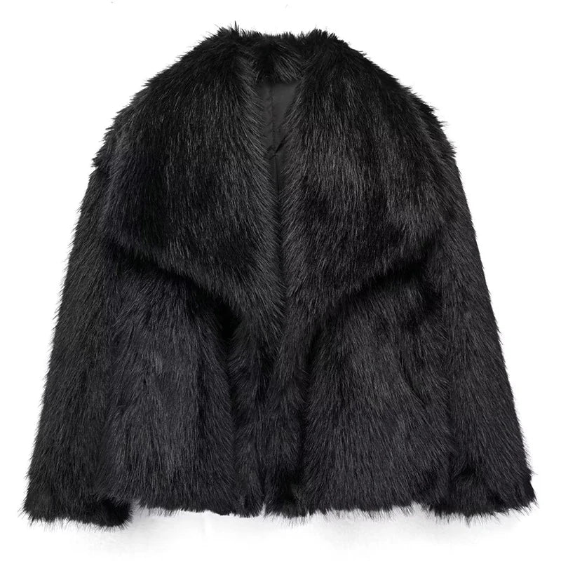Fluffy Chic Dames Jas – Korte Faux Bontjas voor Herfst en Winter