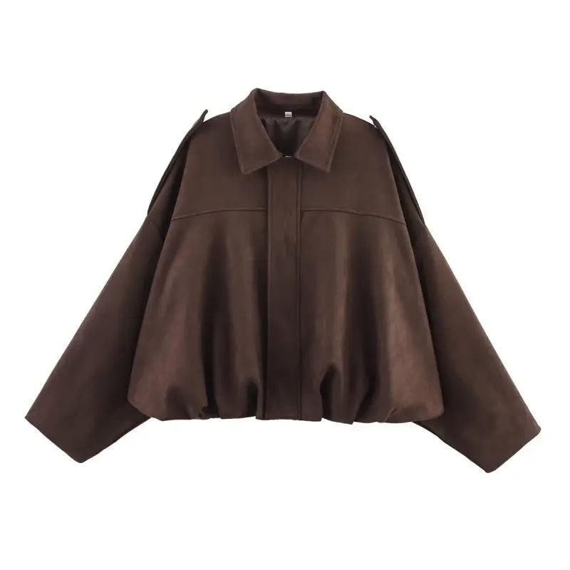 Suède Chic Dames Bomberjack – Bruin Groen Vintage Look