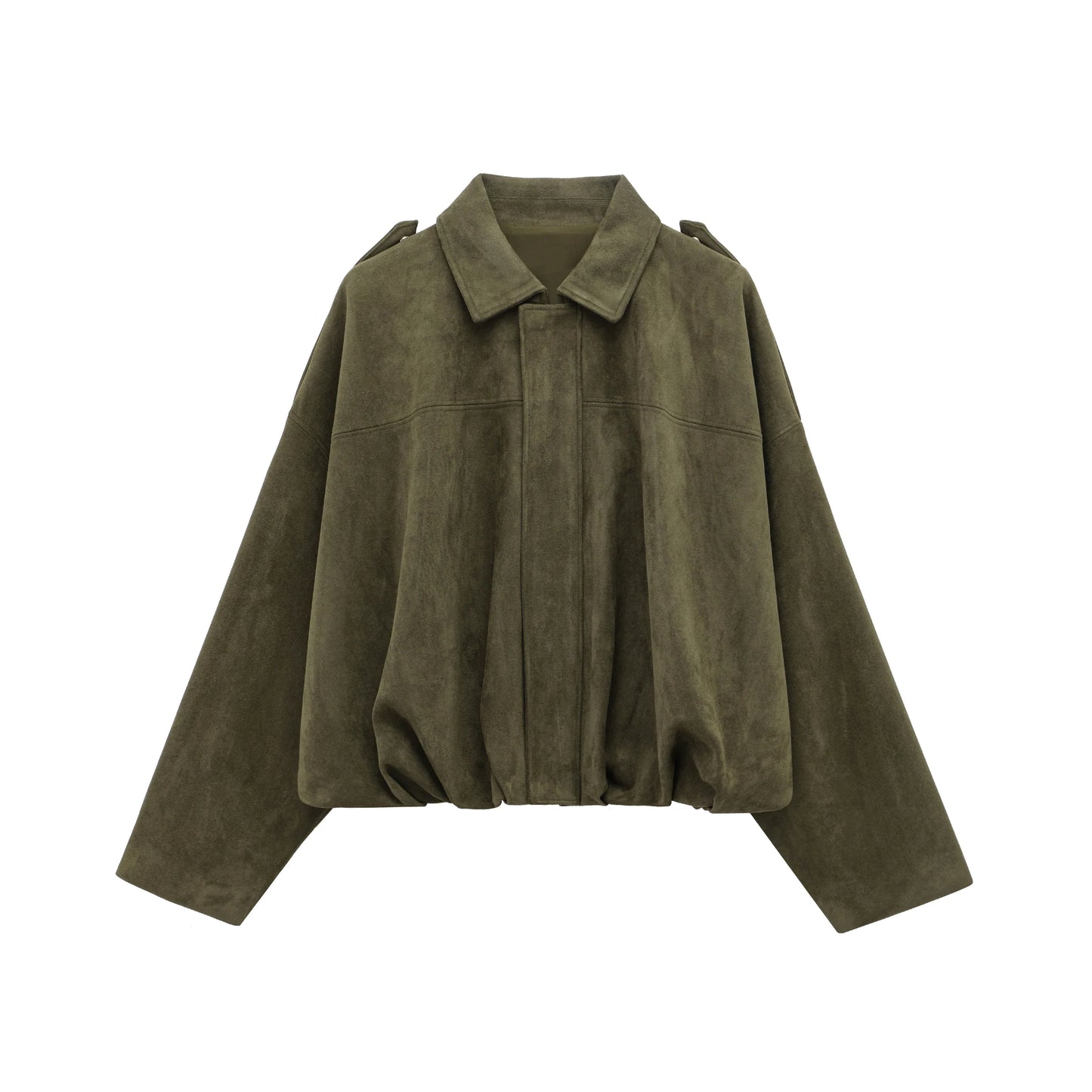 Suède Chic Dames Bomberjack – Bruin Groen Vintage Look