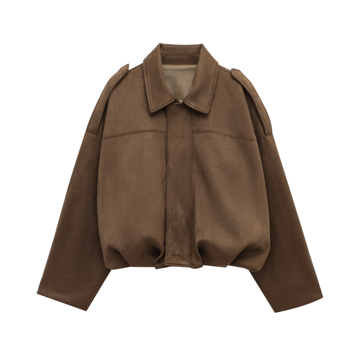 Suède Chic Dames Bomberjack – Bruin Groen Vintage Look