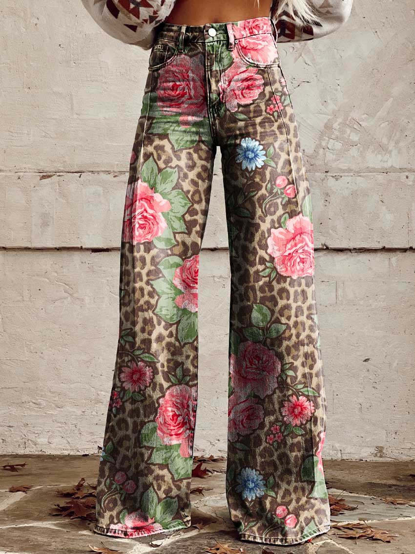Yanin | Kleurrijke vintage Viscose Broek met print