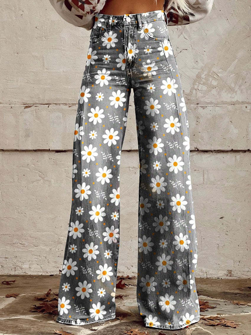 Yanin | Kleurrijke vintage Viscose Broek met print