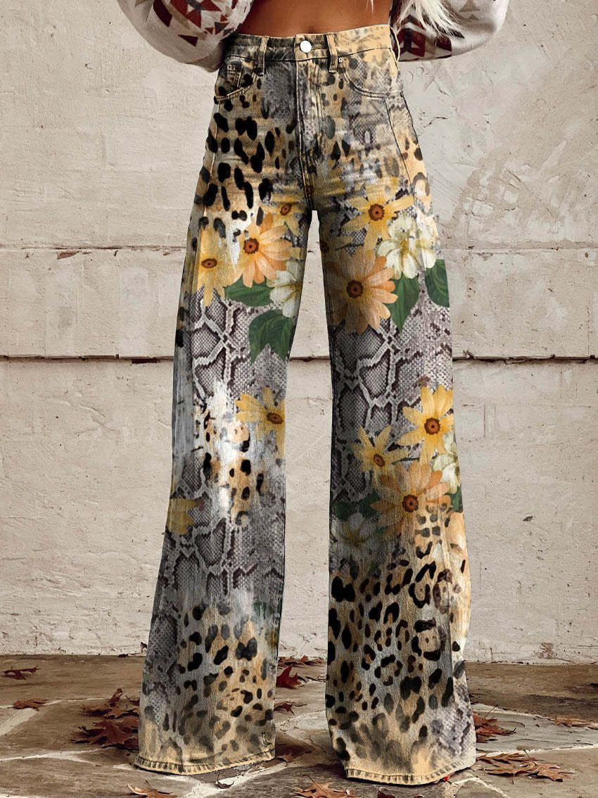 Yanin | Kleurrijke vintage Viscose Broek met print