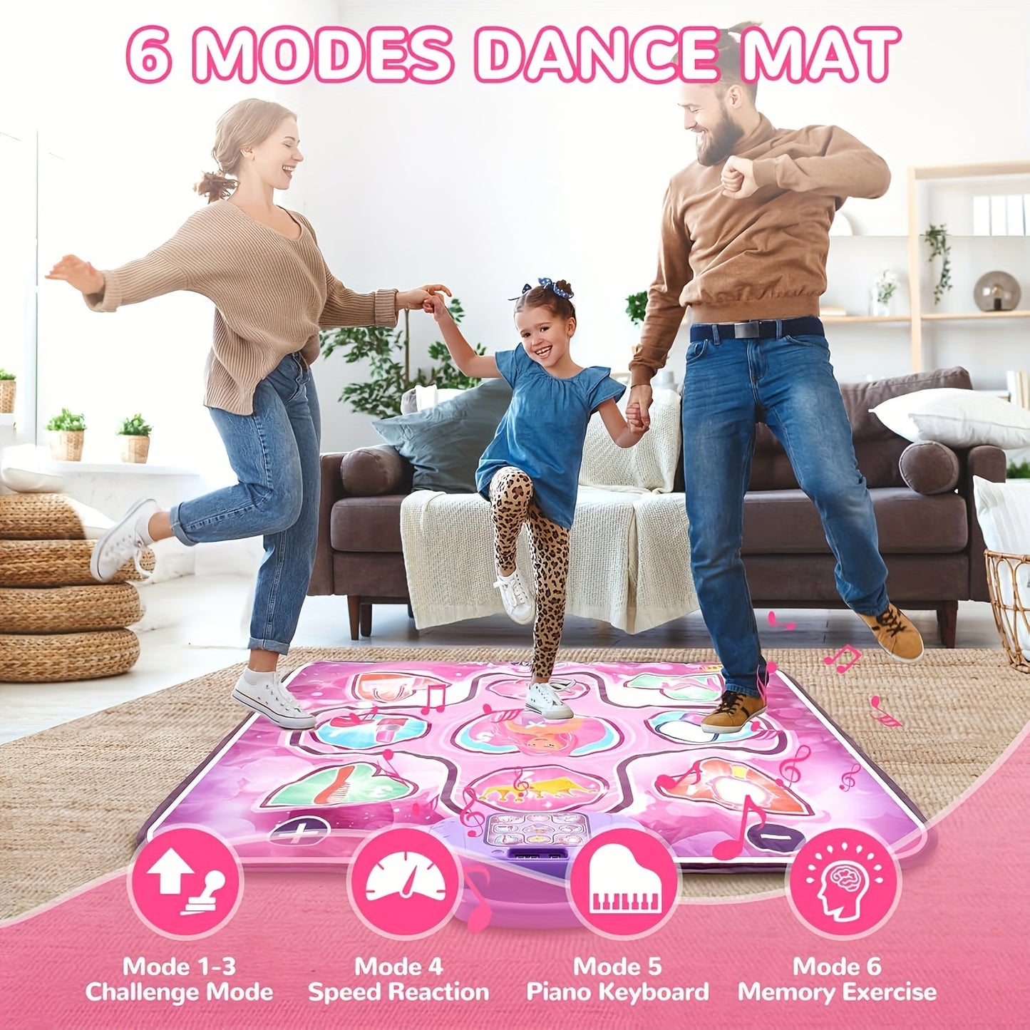 Roze Dansmat voor Kinderen met Scorefunctie en Ritmisch Spel – Zonder TV – DansFun Mat