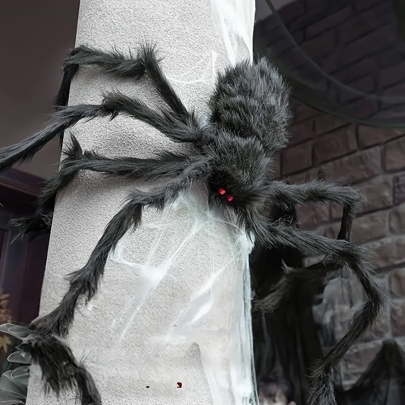 WebCreeper Halloween Decoratieset – 2 Reuzenspinnen 50cm met Rekbaar Spinnenweb