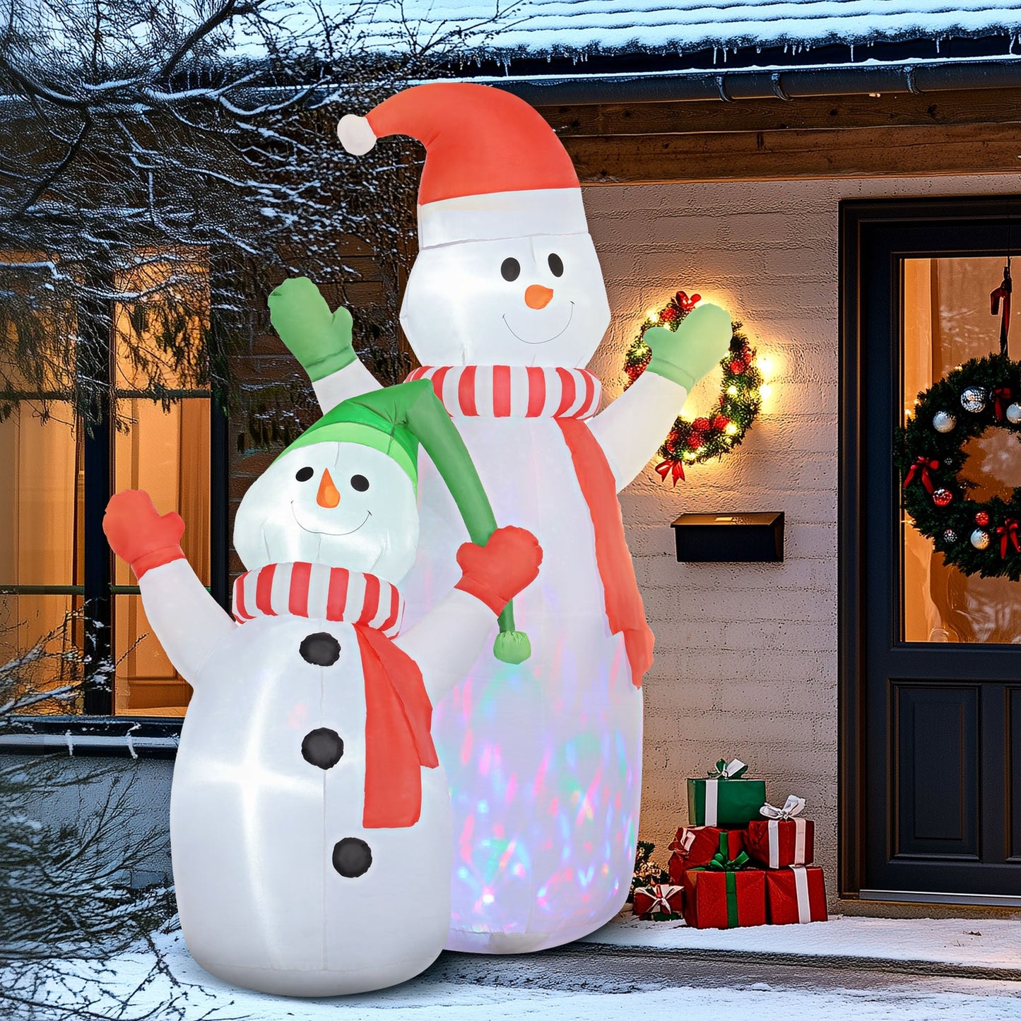 SnowGlow Opblaasbare Sneeuwfamilie – 240 cm Kerstdecoratie met LED-verlichting en Ventilator