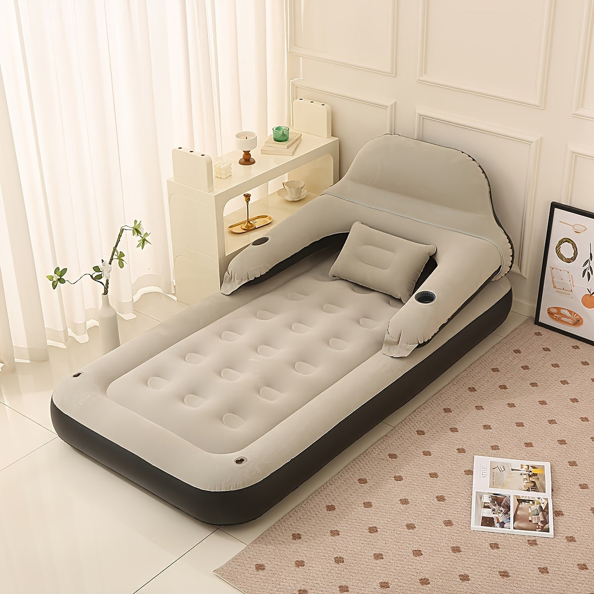 FlexiRust Opblaasmatras – Luxe Slaapcomfort met Rugsteun en Geïntegreerde Pomp