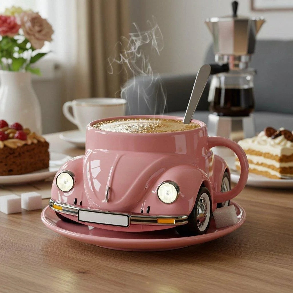 RetroAuto Keramische Koffiemok – Uniek 3D Design voor Koffie & Thee