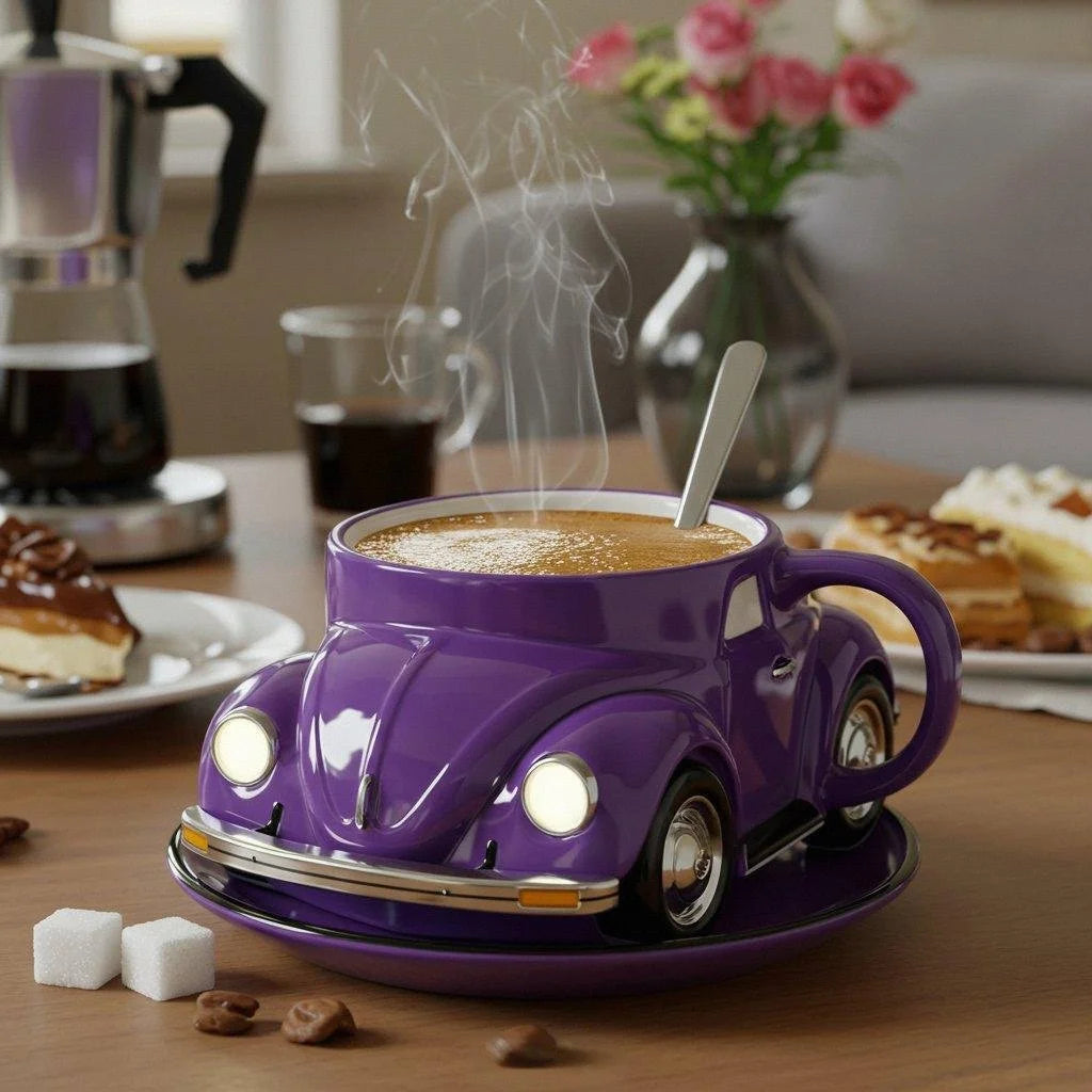 RetroAuto Keramische Koffiemok – Uniek 3D Design voor Koffie & Thee