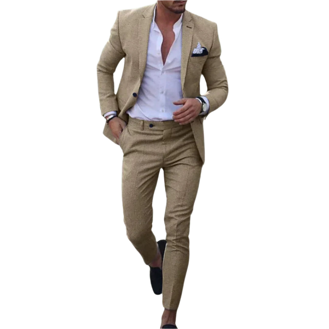 Verano Slimfit Zomerkostuum – Licht Linnen Herenpak 2-delig met Blazer & Broek voor Formele en Casual Gelegenheden
