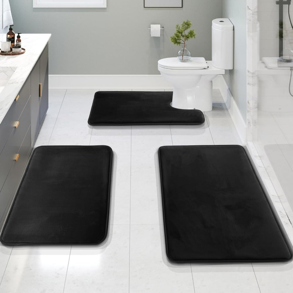 VelvaLuxe 3-delige Memoryfoam Badmatten Set – Antislip, Absorberend en Wasbaar