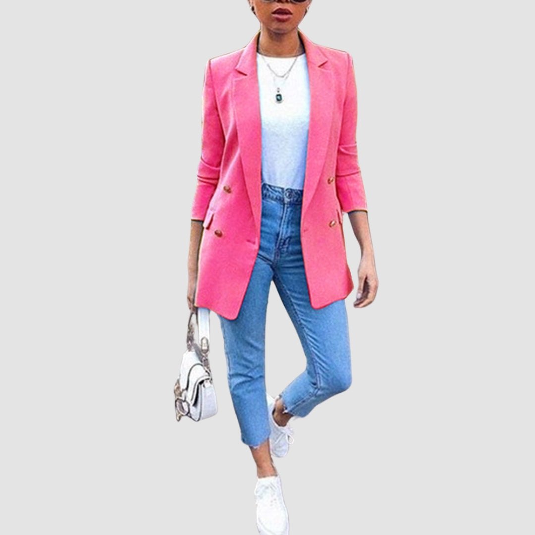 Elegante Klassieke Damesblazer met Knoopsluiting - Medium Lengte