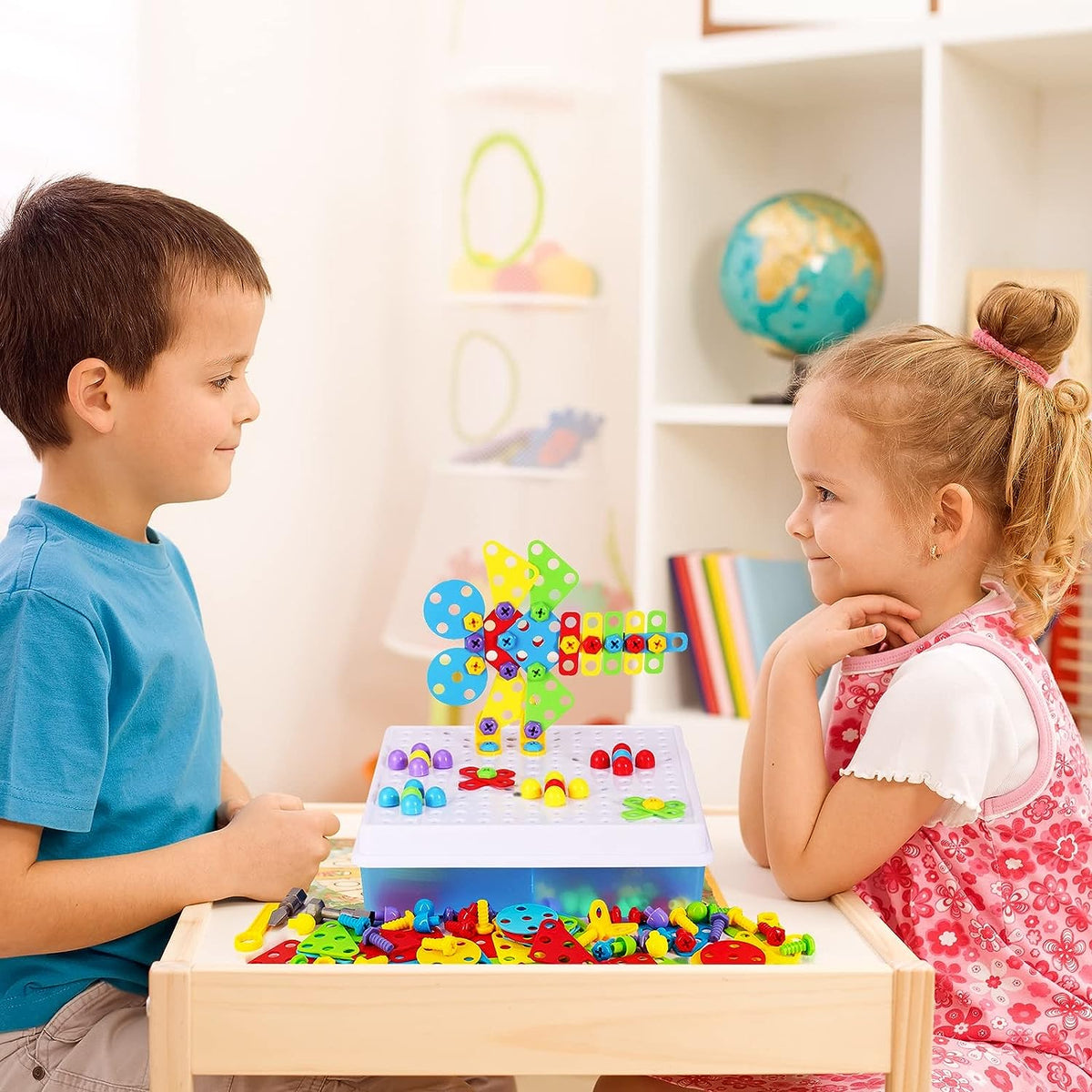 Creatieve bouwset met elektrische boormachine voor kinderen