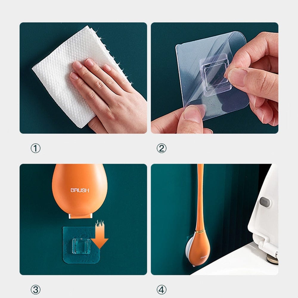 Hygiënische Siliconen Toiletborstel met Wandhouder en Sneldrogend Design