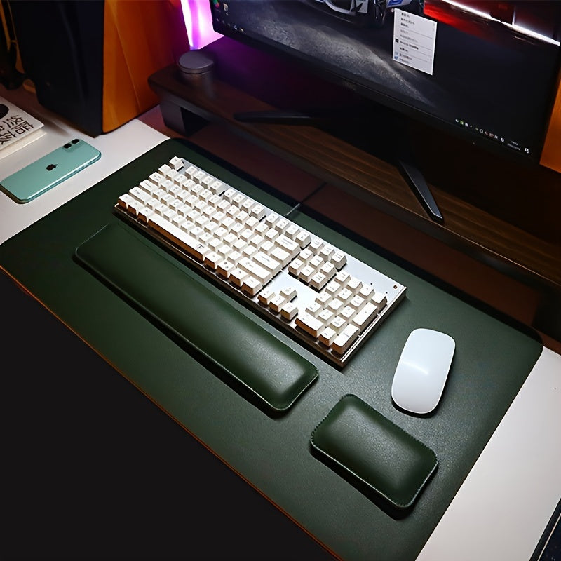 Driedelige Bureauset van PU-Leer – Met Onderlegger en Polssteunen