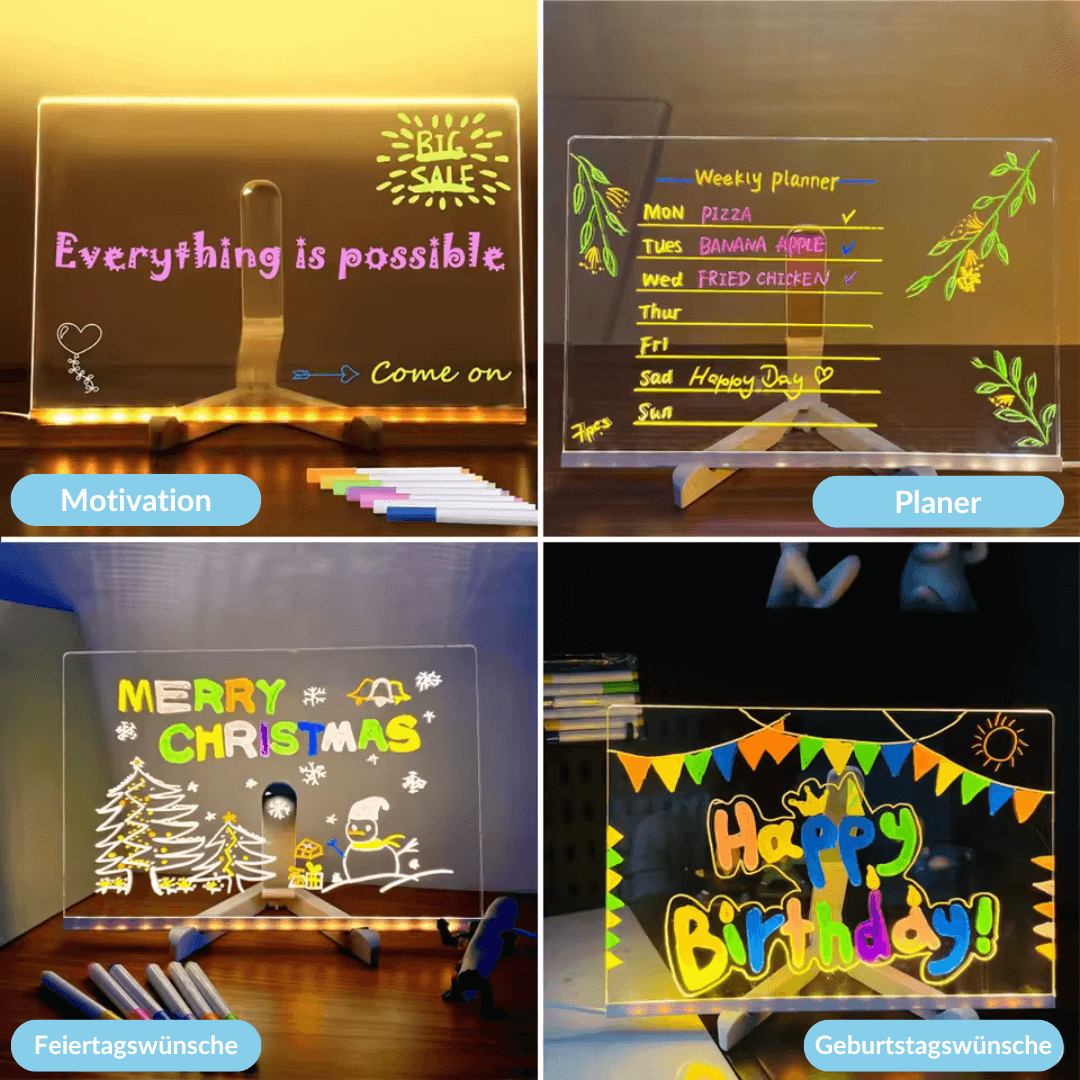 Kiddli LED Tekenbord – Herbruikbaar Schrijfbord met Lichtpen
